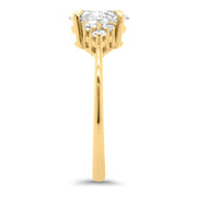 Margot Round Brilliant Cut Trefoil Shoulder Engagement Ring Yellow Gold | Noah James Jewellery.