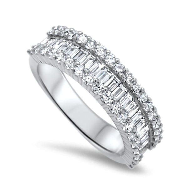 Maya Baguette and Round Diamond Half Eternity Ring | Noah James Jewellery.
