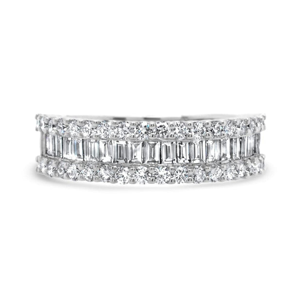 Maya Baguette and Round Diamond Half Eternity Ring | Noah James Jewellery.