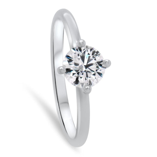 Nina Round Brilliant Cut Solitaire Twist Engagement Ring Platinum | Noah James Jewellery.