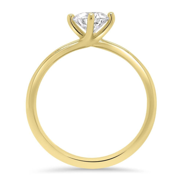 Nina Round Brilliant Cut Solitaire Twist Engagement Ring Yellow Gold | Noah James Jewellery.