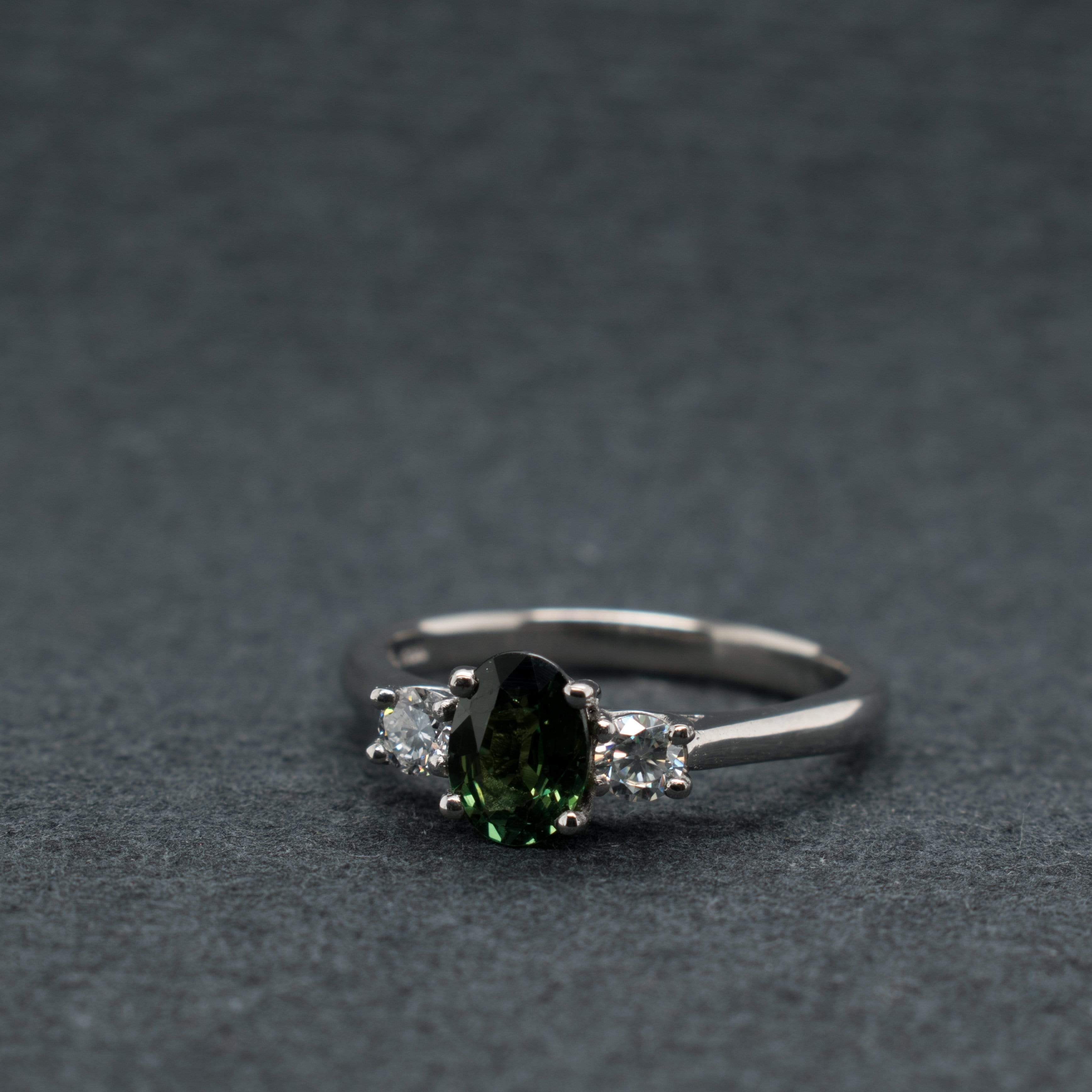 Green Sapphire Three Stone Ring — Pratima Design Fine Art Jewelry Maui,  Hawaii