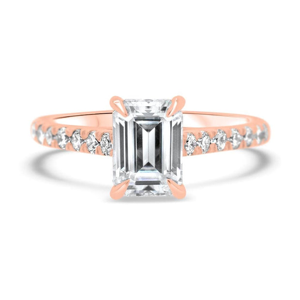 Elena Emerald Cut Diamond Set Band Engagement Ring Platinum | Noah James Jewellery.