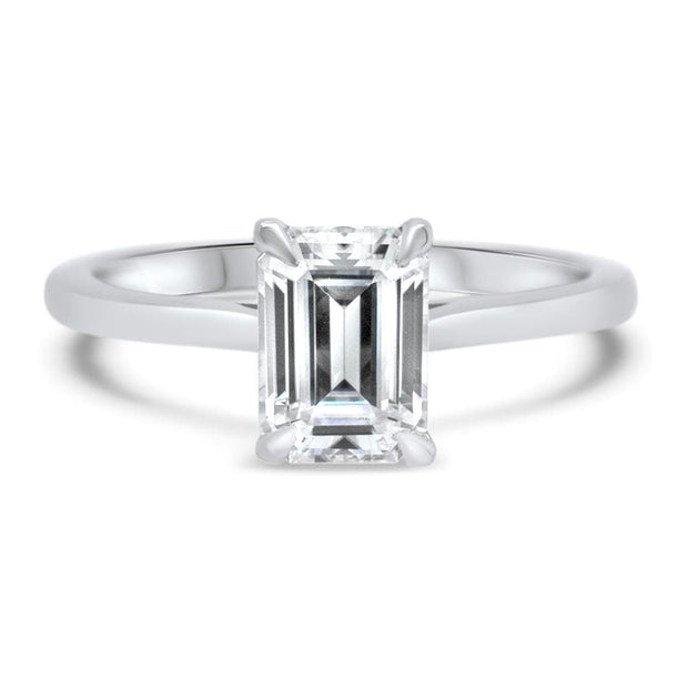 Celeste Emerald Cut Solitaire Engagement Ring Platinum | Noah James Jewellery.