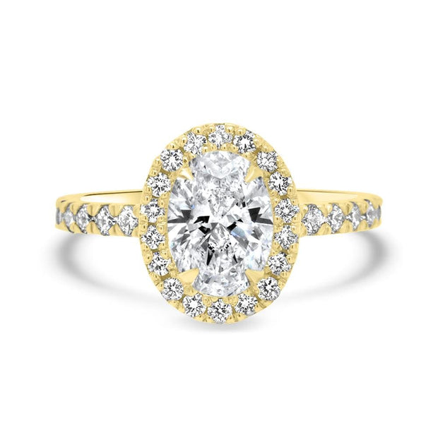Adele Oval Cut Halo Engagement Ring Yellow Gold | Noah James Jewellery.