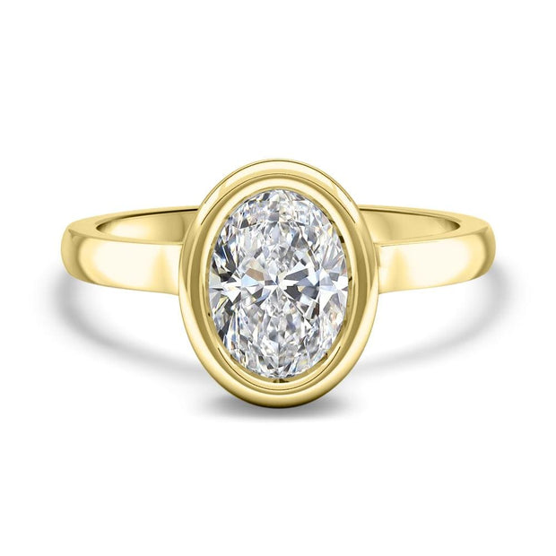 Alyssa Oval Cut Rubover Solitaire Engagement Ring Platinum | Noah James Jewellery.