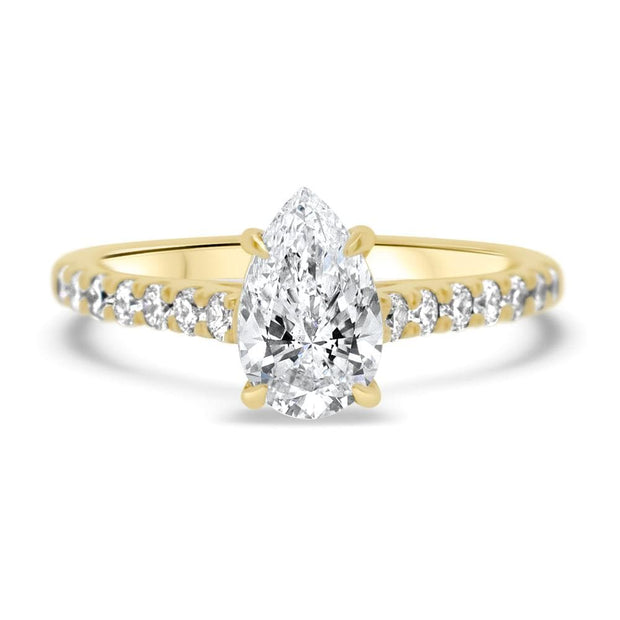 Elena Pear Shape Diamond Set Band Engagement Ring Yellow Gold | Noah James Jewellery.