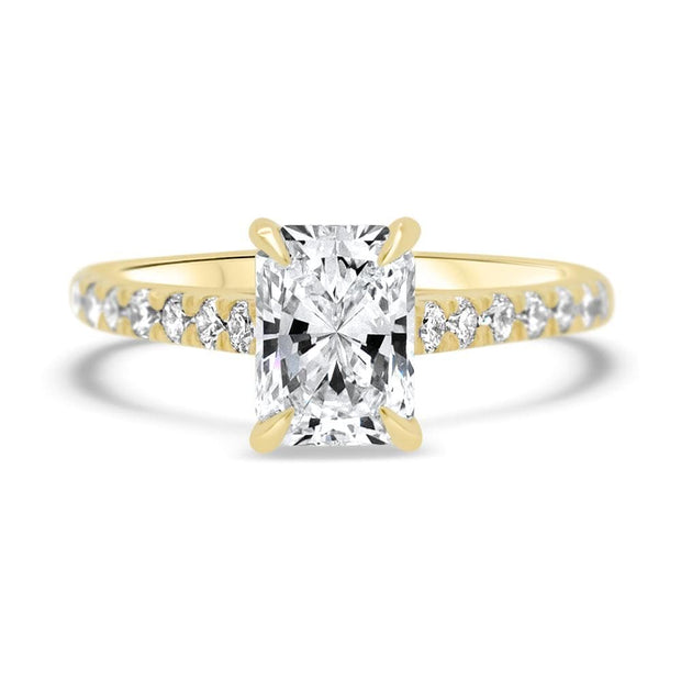 Elena Radiant Cut Diamond Set Band Engagement Ring Yellow Gold | Noah James Jewellery.