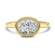 Rosa Oval Cut East West Rubover Solitaire Engagement Ring Platinum | Noah James Jewellery.