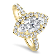 Adele Marquise Cut Halo Engagement Ring Yellow Gold | Noah James Jewellery.