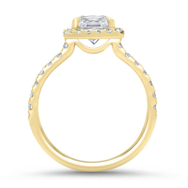 Adele Princess Cut Halo Engagement Ring Yellow Gold | Noah James Jewellery.