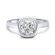 Alyssa Cushion Cut Rubover Solitaire Engagement Ring Platinum | Noah James Jewellery.