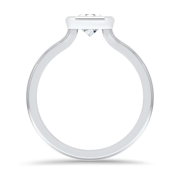 Alyssa Emerald Cut Rubover Solitaire Engagement Ring Platinum | Noah James Jewellery.