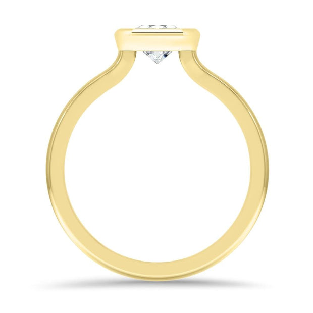Alyssa Emerald Cut Rubover Solitaire Engagement Ring Yellow Gold | Noah James Jewellery.
