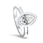 Alyssa Pear Shape Rubover Solitaire Engagement Ring Platinum | Noah James Jewellery.
