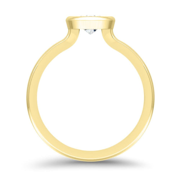 Alyssa Pear Shape Rubover Solitaire Engagement Ring Yellow Gold | Noah James Jewellery.