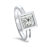 Alyssa Princess Cut Rubover Solitaire Engagement Ring Platinum | Noah James Jewellery.