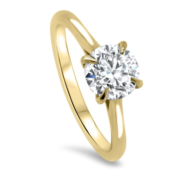 Celeste Round Brilliant Cut Solitaire Engagement Ring Yellow Gold | Noah James Jewellery.