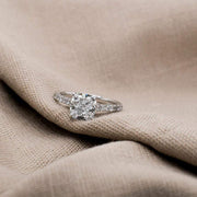 Elena Cushion Cut Diamond Set Band Engagement Ring Platinum | Noah James Jewellery.