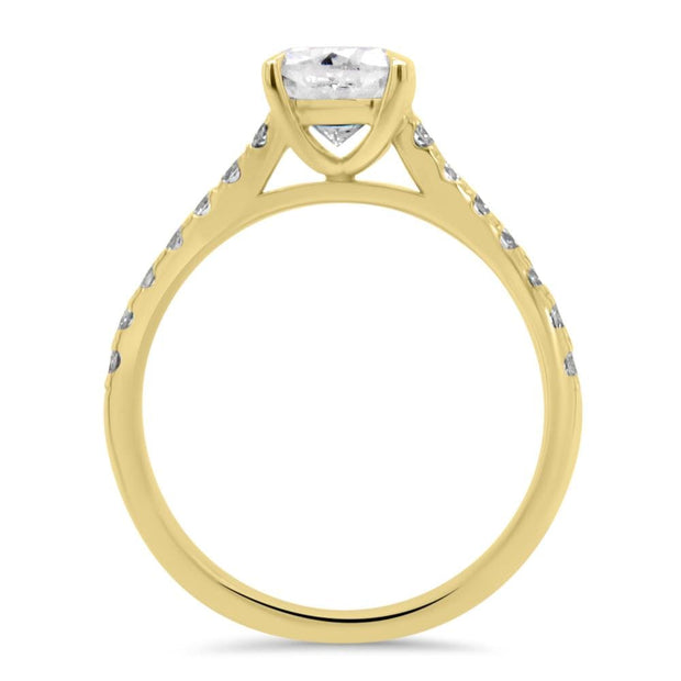 Elena Cushion Cut Diamond Set Band Engagement Ring Yellow Gold | Noah James Jewellery.