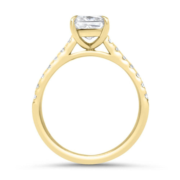 Elena Emerald Cut Diamond Set Band Engagement Ring Yellow Gold | Noah James Jewellery.