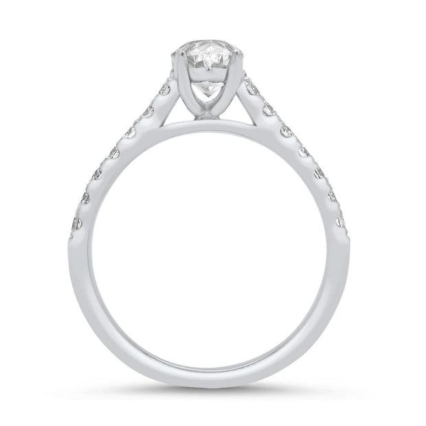 Elena Pear Shape Diamond Set Band Engagement Ring Platinum | Noah James Jewellery.