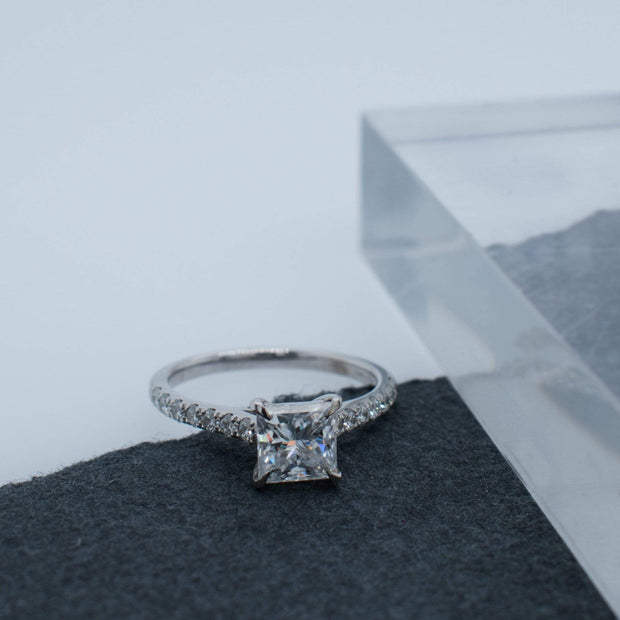 Elena Princess Cut Diamond Set Band Engagement Ring Platinum | Noah James Jewellery.