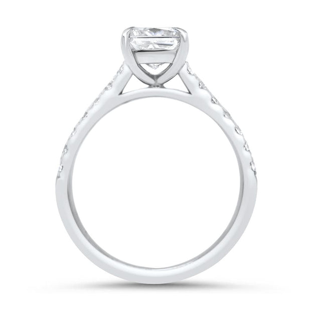 Elena Radiant Cut Diamond Set Band Engagement Ring Platinum | Noah James Jewellery.
