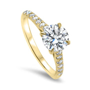 Elena Round Brilliant Cut Diamond Set Band Engagement Ring Yellow Gold | Noah James Jewellery.