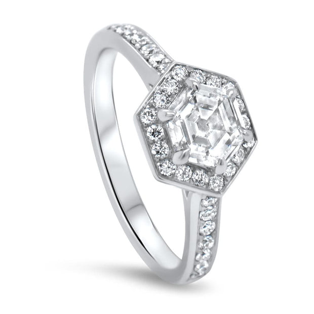 Platinum Hexagon Diamond Engagement Ring | Noah James Jewellery.