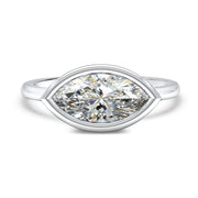 Rosa Marquise Cut East West Rubover Solitaire Engagement Ring Platinum | Noah James Jewellery.