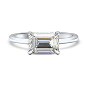 Thalia Emerald Cut East West Claw Set Solitaire Engagement Ring Platinum | Noah James Jewellery.