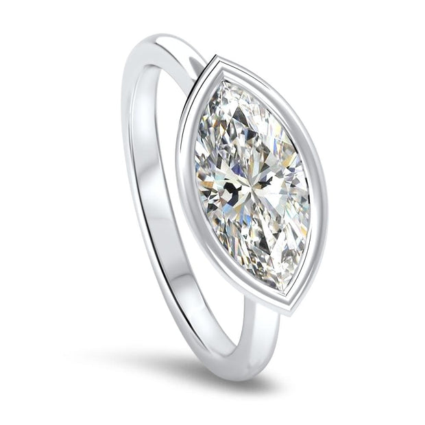 Rosa Marquise Cut East West Rubover Solitaire Engagement Ring Platinum | Noah James Jewellery.