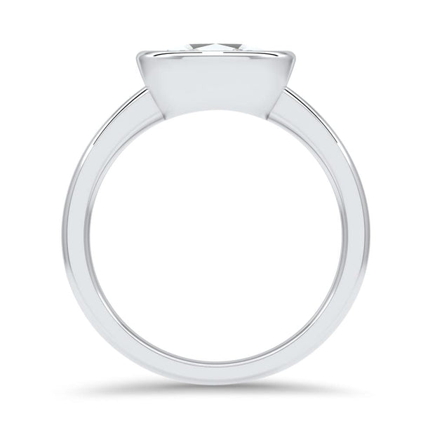 Rosa Oval Cut East West Rubover Solitaire Engagement Ring Platinum | Noah James Jewellery.
