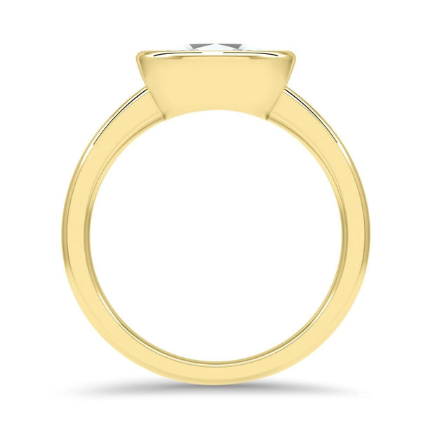 Rosa Oval Cut East West Rubover Solitaire Engagement Ring Yellow Gold | Noah James Jewellery.