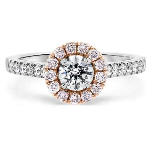 Round Brilliant Cut Pink Halo Engagement Ring | Noah James Jewellery.