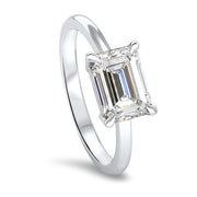 Thalia Emerald Cut East West Claw Set Solitaire Engagement Ring Platinum | Noah James Jewellery.