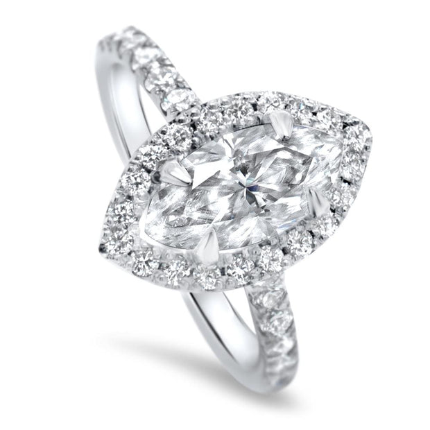 Adele Marquise Cut Moissanite and Lab Grown Diamond Halo Engagement Ring | Noah James Jewellery.