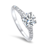 Elena Round Brilliant Cut Lab Grown Diamond Shoulder Engagement Ring | Noah James Jewellery.