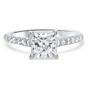 Elena Princess Cut Moissanite and Lab Grown Diamond Shoulder Engagement Ring | Noah James Jewellery.