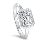 Rosa Radiant Cut Lab Grown Diamond East West Rubover Solitaire Engagement Ring | Noah James Jewellery.