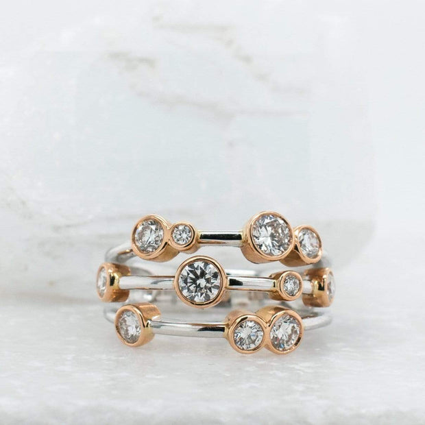 Isla White and Rose Gold Diamond Scatter Ring | Noah James Jewellery.