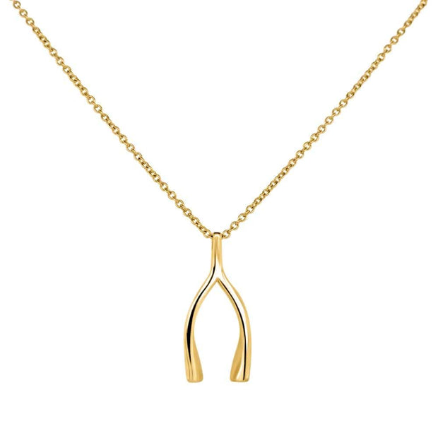 LUCKY Gold Mini Wishbone Pendant in 10k | Wishbone pendant, Butterfly  pendant, Wishbone necklace gold