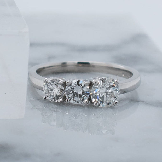 Noah James Jewellers Manchester Bespoke Gallery Bespoke asymmetric 3 stone diamond ring Lab Grown Diamond Moissanite