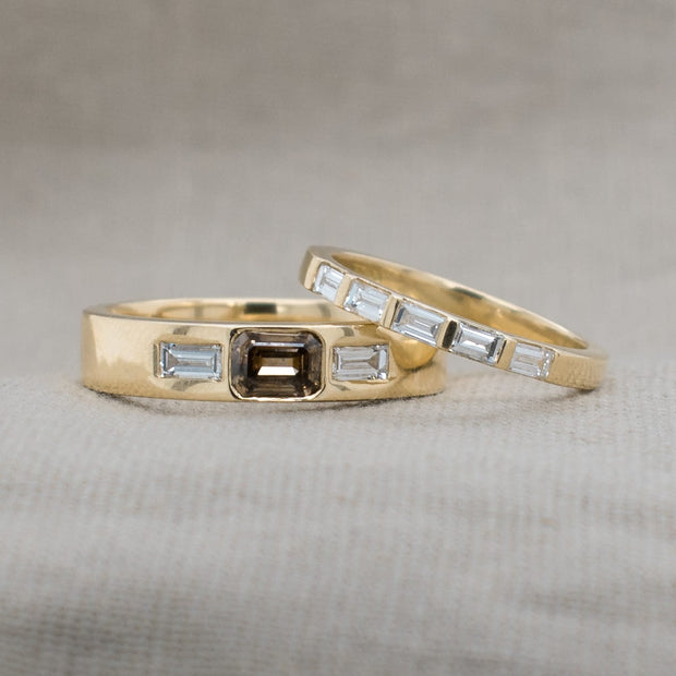 Noah James Jewellers Manchester Bespoke Gallery Bespoke baguette cut diamond set wedding bands Lab Grown Diamond Moissanite