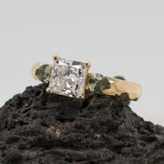 Noah James Jewellers Manchester Bespoke Gallery Bespoke princess cut diamond and pear shape sapphire engagement ring Lab Grown Diamond Moissanite