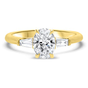 Iris Oval Cut and Tapered Baguette Engagement Ring Platinum | Noah James Jewellery.