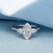 Flora Marquise Cut and Pear Shape Engagement Ring Platinum | Noah James Jewellery.