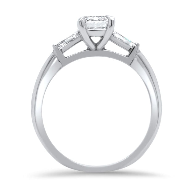 Iris Cushion Cut and Tapered Baguette Engagement Ring Platinum | Noah James Jewellery.