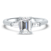 Iris Emerald Cut and Tapered Baguette Engagement Ring Platinum | Noah James Jewellery.